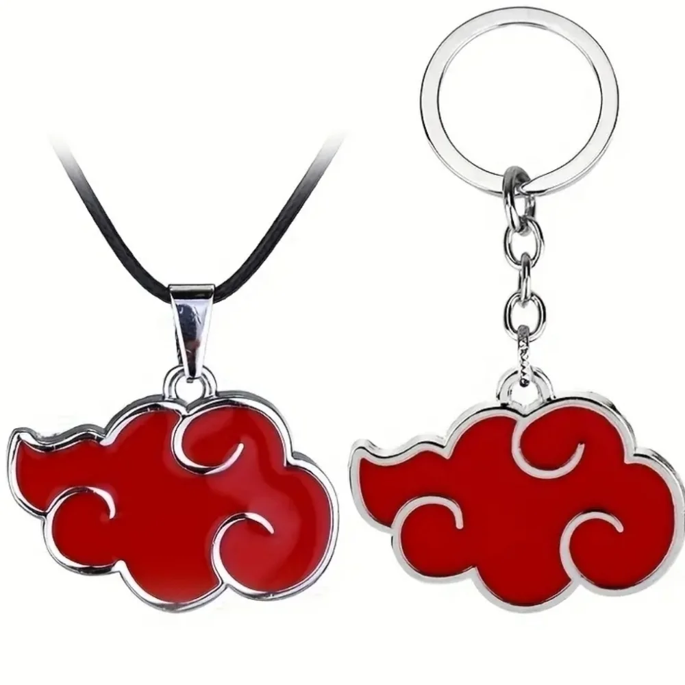 Naruto Anime Red Cloud Unisex Pendant Necklace & Keychain